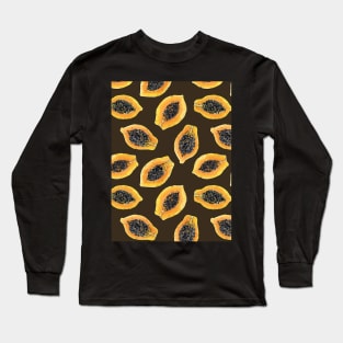 Papaya slices on dark brown Long Sleeve T-Shirt